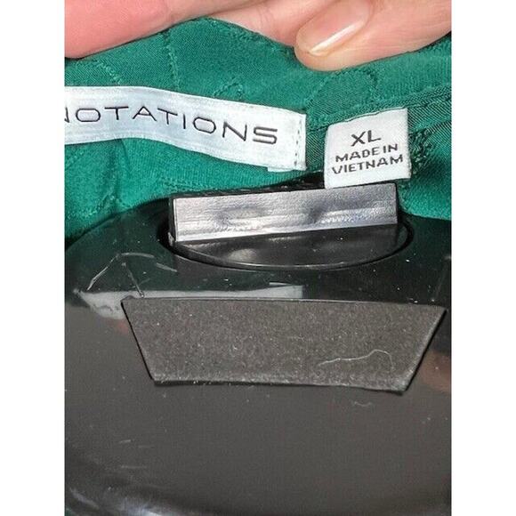 Notations Blouse Size XL Embroidered Dark Green 1/4 Buttons Roll Tab Sleeve - Picture 5 of 8